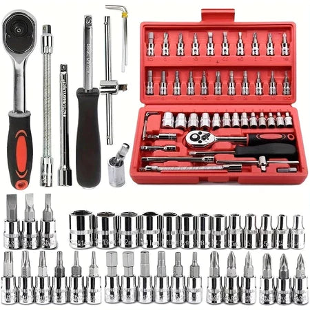 Kit De Ferramentas Chave Catraca 46 Peças