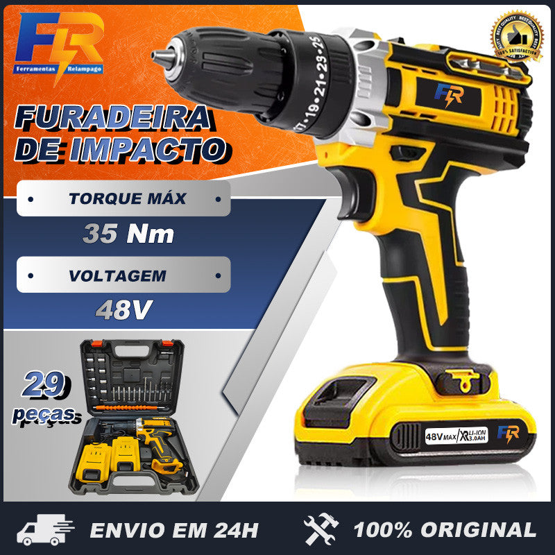 Parafusadeira Furadeira de Elétrica Sem Fio 48V COM DUAS BATERIAS !