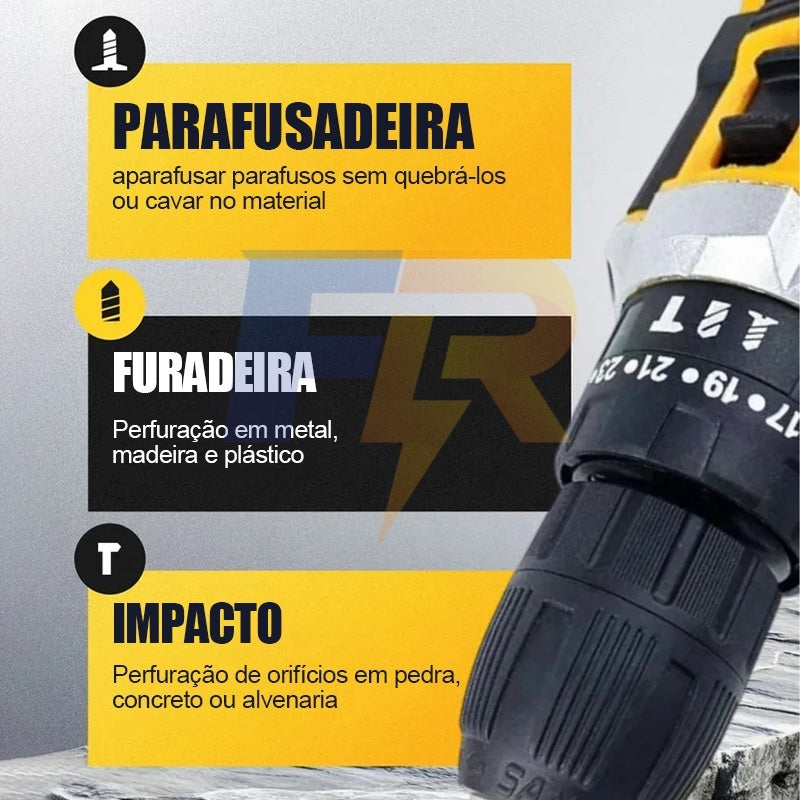 Parafusadeira Furadeira de Elétrica Sem Fio 48V COM DUAS BATERIAS !